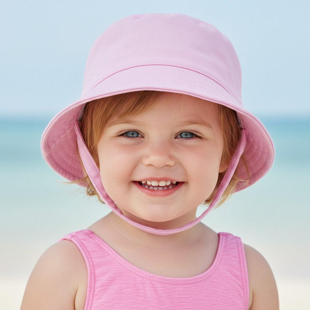 Bucket Hat with Chin Strap Pink
